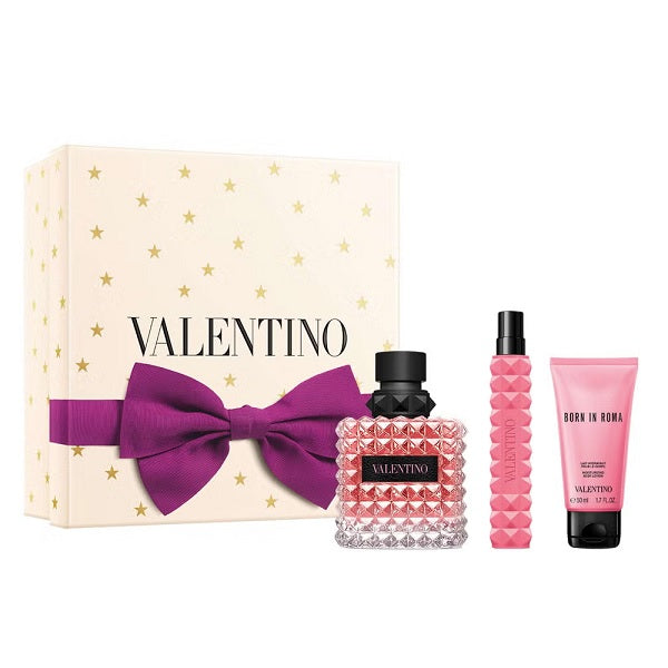 Valentino Donna Born In Roma 100ml EDP Spray + 10ml EDP + 50ml Body Lotion Gift Set 2025