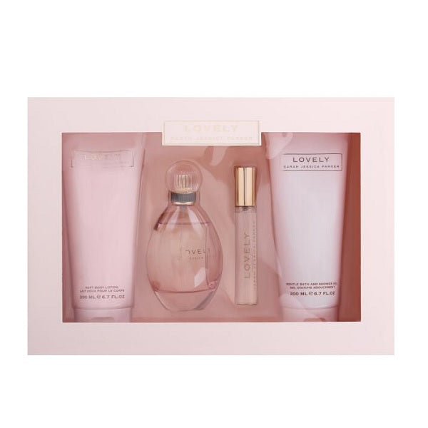 Sarah Jessica Parker Lovely 100ml EDP Spray + 10ml EDP Spray + 200ml Body Lotion + 200ml Bath & Shower Gel Gift Set