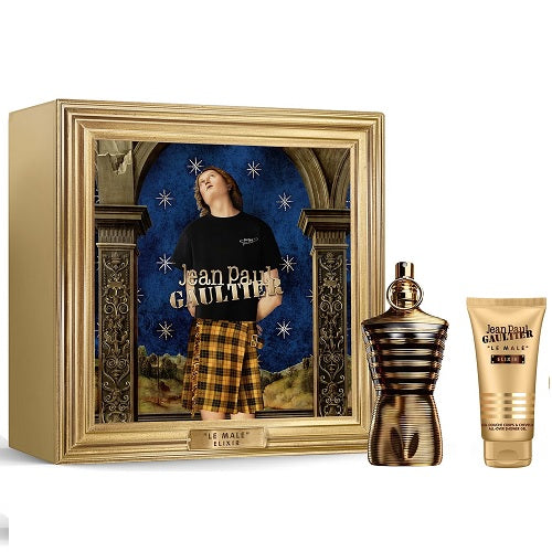 Jean Paul Gaultier Le Male Elixir 75ml Parfum Spray + 75ml All Over Shower Gel Gift Set 2024