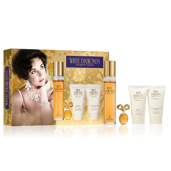 Elizabeth Taylor White Diamonds 50ml EDT Spray + 3.7ml Splash + 50ml Body Lotion + 50ml Body Wash Gift Set 2025