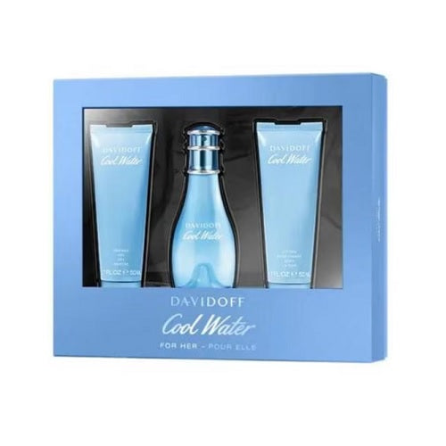 Davidoff Cool Water Woman 50ml EDT Spray +50ml Body Lotion + 50ml Shower Gel Gift Set
