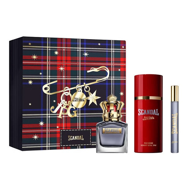 Jean Paul Gaultier Scandal Pour Homme 50ml EDT Spray + 10ml EDT Spray + 150ml Deodorant Spray Gift Set 2025