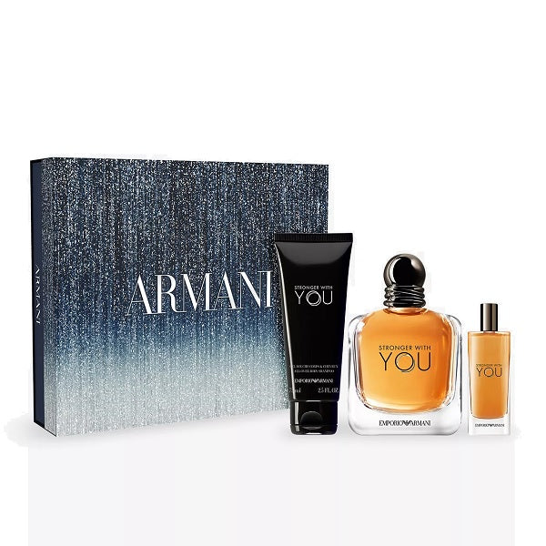 Emporio Armani Stronger With You 100ml EDT Spray + 15ml EDT Spray + 75ml All-Over Body Shampoo Gift Set 2025
