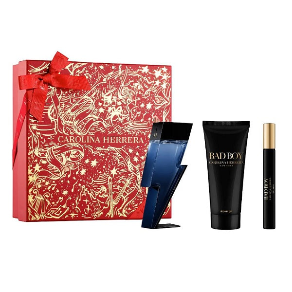 Carolina Herrera Bad Boy 50ml EDT Spray + 10ml  EDT Spray + 100ml Shower Gel Gift Set 2025