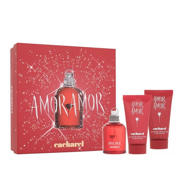 Cacharel Amor Amor 50ml Eau De Toilette Spray + 2 x Body Lotion Gift Set