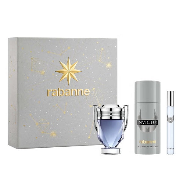Paco Rabanne Invictus 50ml EDT Spray + 10ml EDT Spray + 150ml Deodorant Spray Gift Set 2025