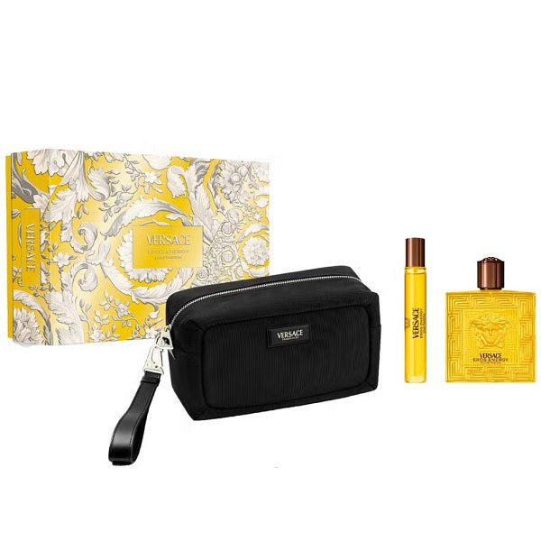 Versace Eros Energy 100ml EDP Spray + 10ml EDP Spray + Black Pouch Gift Set 2025