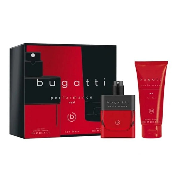 Bugatti Performance Red For Men 100ml Eau De Toilette Spray + 200ml Shower Gel Gift Set