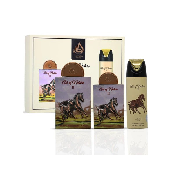 Lattafa Pride Art Of Nature ll 100ml EDP Spray  + 20ml EDP Spray + 200ml Perfumed Spray Gift Set