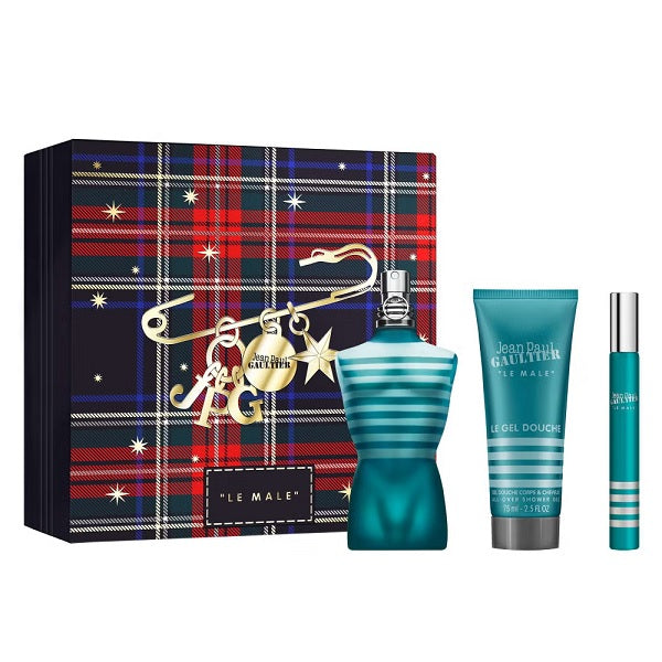 Jean Paul Gaultier Le Male 75ml EDT Spray + 10ml EDT Spray + 75ml All-Over Shower Gel Gift Set 2025