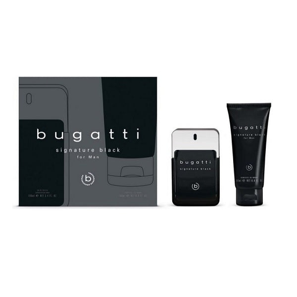 Bugatti Signature Black For Men 100ml Eau De Toilette Spray + 200ml Shower Gel Gift Set