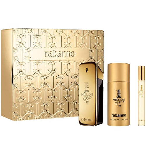 Paco Rabanne 1 Million 100ml EDT Spray + 10ml EDT Spray + 150ml Deodorant Spray Gift Set 2024