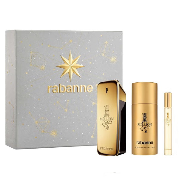 Paco Rabanne 1 Million 100ml EDT Spray + 10ml EDT Spray + 150ml Deodorant Spray Gift Set 2025