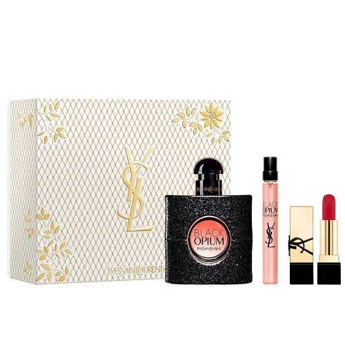 Yves Saint Laurent Black Opium 50ml EDP Spray + 10ml EDP Spray + 1.3g Lipstick Gift Set 2024