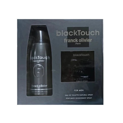 Franck Olivier Black Touch 100ml Eau De Toilette Spray + 250ml Perfumed Deodorant Spray Gift Set