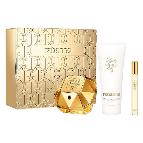 Paco Rabanne Lady Million 80ml EDP Spray + 10ml EDP Spray + 100ml Body Lotion Gift Set 2024