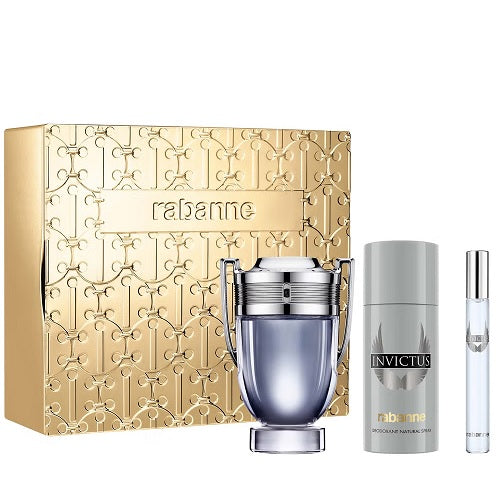 Paco Rabanne Invictus 100ml EDT Spray + 10ml EDT Spray + 150ml Deodorant Spray Gift Set 2024