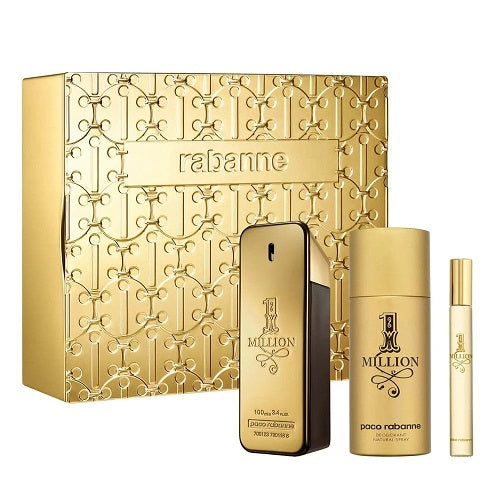 Paco Rabanne 1 Million 100ml EDT Spray + 10ml EDT Spray + 150ml Deodorant Spray Gift Set 2023