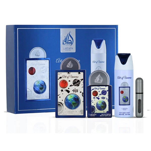Lattafa Pride Art Of Universe 100ml EDP Spray  + 20ml EDP Spray + 200ml Perfumed Spray Gift Set