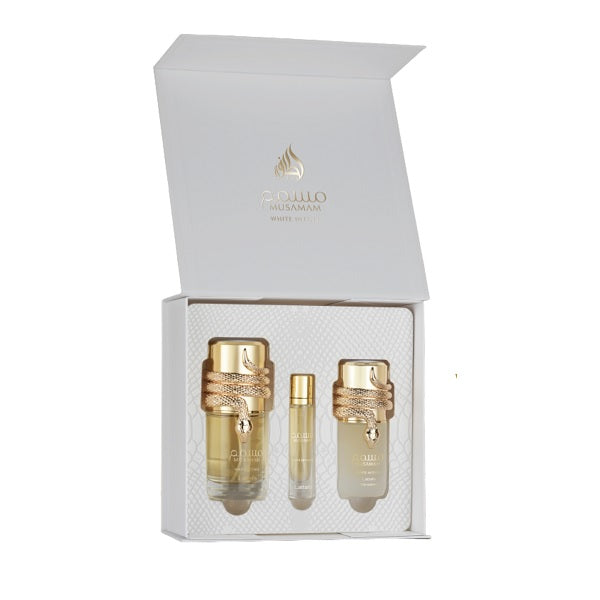 Lattafa Musamam White Intense 100ml EDP Spray + 12ml EDP Travel Spray + 50ml Hair Mist Gift Set