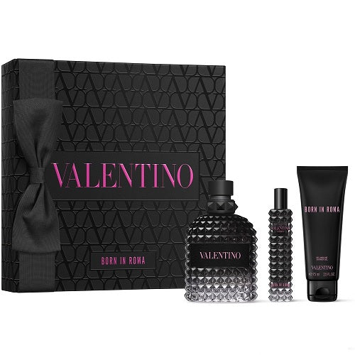 Valentino Uomo Born In Roma 100ml EDT Spray + 15ml EDT + 75ml Shower Gel Gift Set 2024