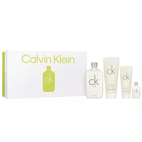 Calvin Klein CK One 200ml EDT Spray + 15ml EDT Splash + 200ml Skin Moisturizer + 100ml Body Wash Gift Set