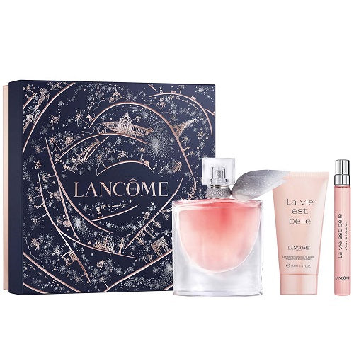 Lancome La Vie Est Belle 50ml EDP Spray + 10ml EDP Spray + 50ml Body Lotion Gift Set 2024