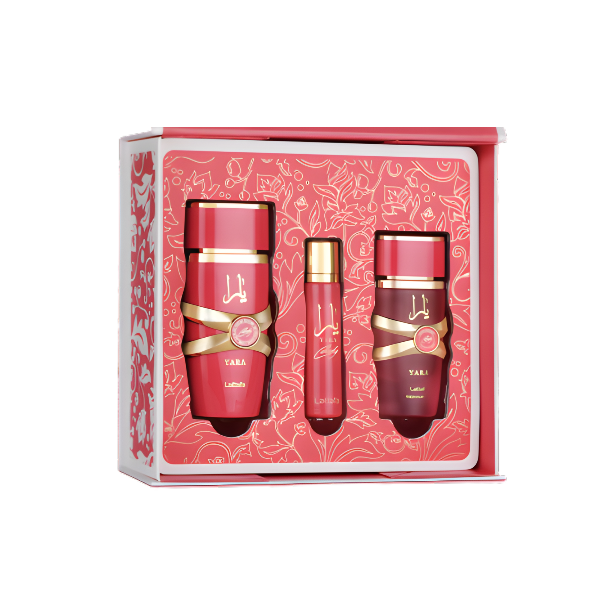 Lattafa Yara Candy 100ml EDP Spray + 12ml EDP Travel Spray + 50ml Hair Mist  Gift Set