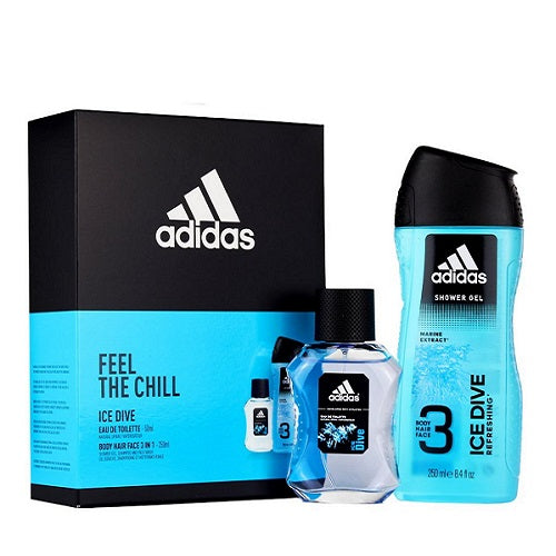 Adidas Ice Dive 100ml Eau De Toilette Spray + 3-In-1 Wash Gift Set