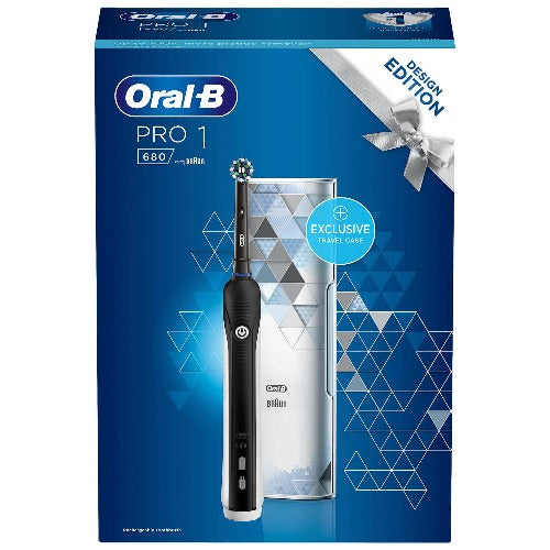 Oral B Pro 1 680 Black Electric Toothbrush + Bonus Travel Case