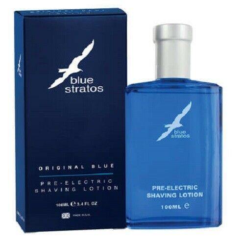 BLUE STRATOS ORIGINAL BLUE PRE ELECTRIC 100ML SHAVING LOTION NEW AND BOXED * - LuxePerfumes