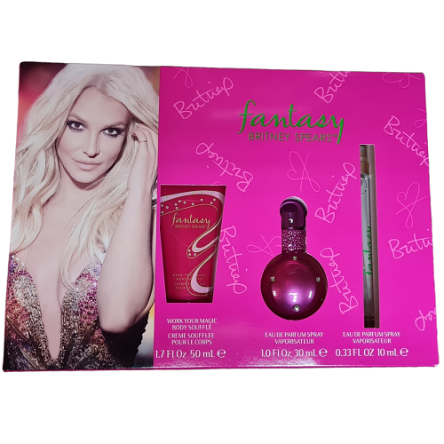 Britney Spears Fantasy 30ml EDP + 10ml EDP Spray + 50ml Body Souffle Gift Set